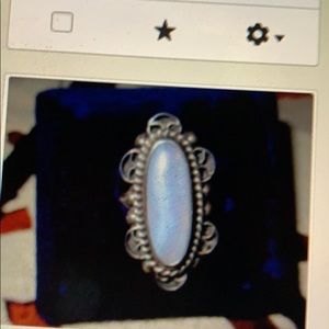 Art Deco Mexico Sterling & pearlized agate ring